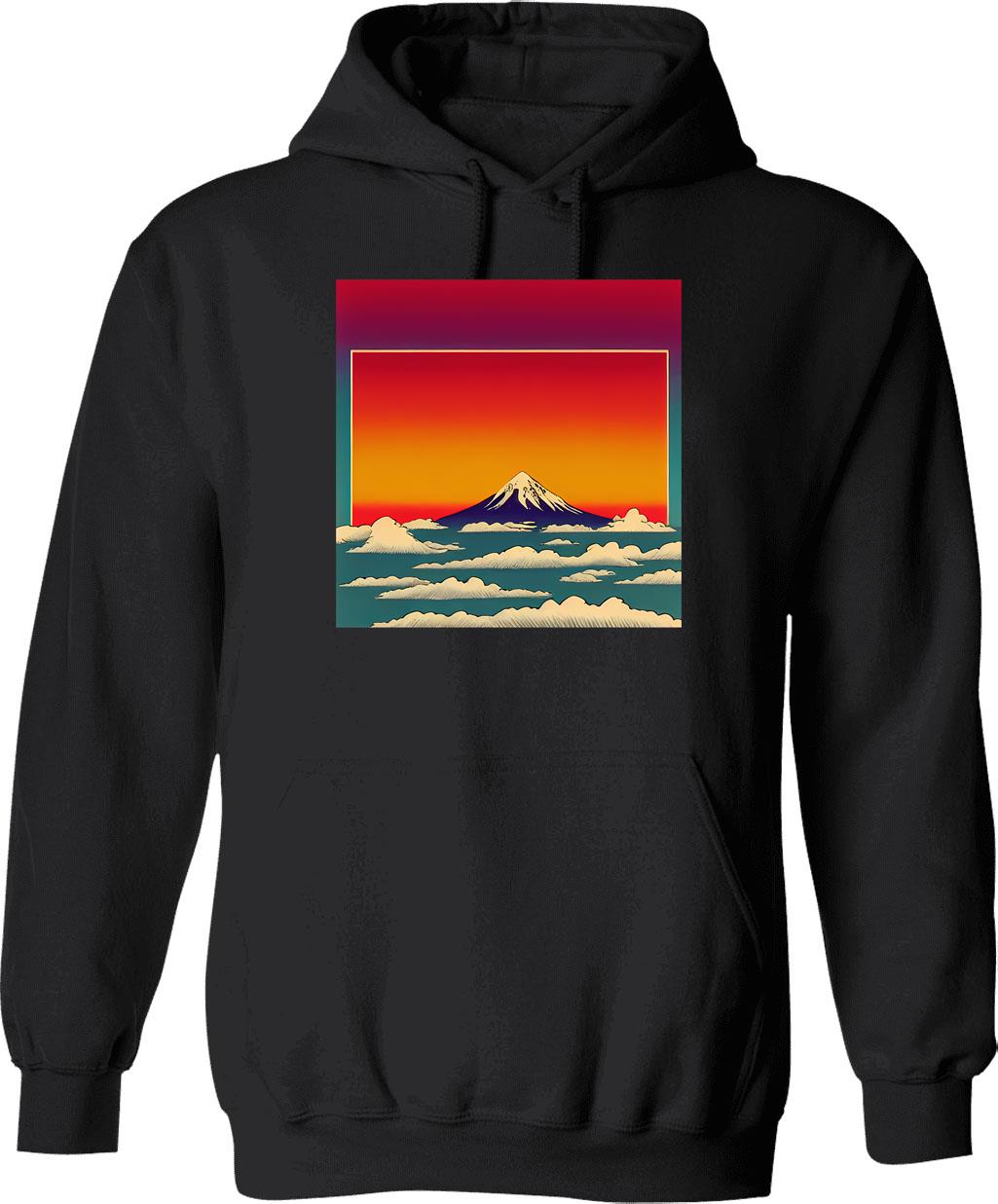 Fuji Ice Pop Hoodie - Retro Graphic Pullover Hoodie for Men & Women - Black