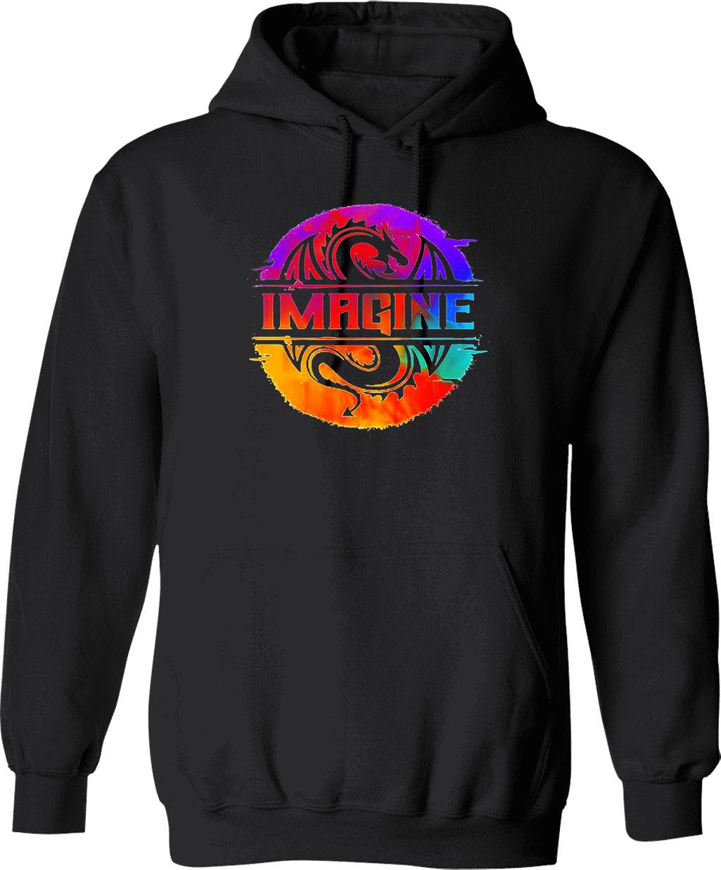 Full Colour Imagine-Dragons Graphic Pullover Hoodie - Black