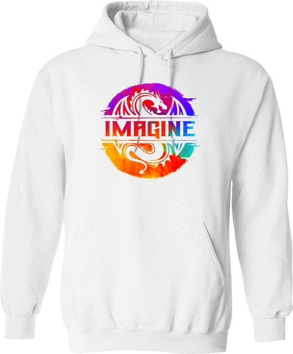 Full Colour Imagine-Dragons Graphic Pullover Hoodie - White