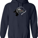 Fujiama Vintage Hoodie - Retro Graphic Cosy Pullover - Navy