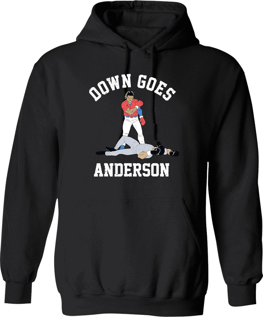 Funny Baseball Down GOES Anderson Graphic Pullover Hoodie - Black