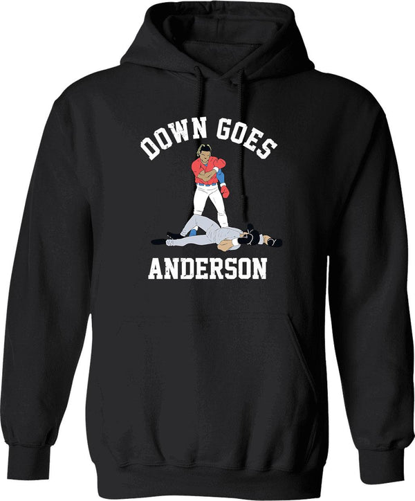 Funny Baseball Down GOES Anderson Graphic Pullover Hoodie - Black