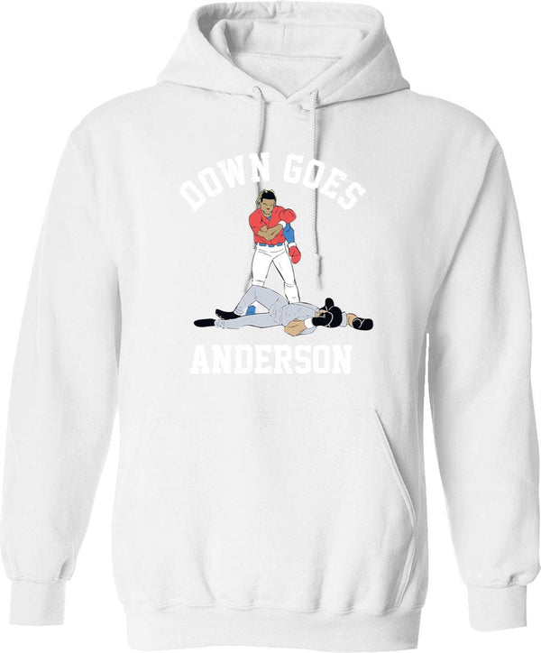 Funny Baseball Down GOES Anderson Graphic Pullover Hoodie - White