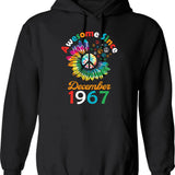 Funny Birthday Quote Awesome Since August 1964 Retro Birthday Hoodie - Black