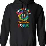 Funny Birthday Quote Awesome Since September 1962 Retro Birthday Hoodie - Black