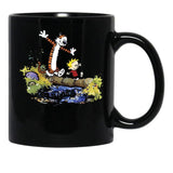 Funny Calvin and Hobbes Black Coffee Mug, Gift Coffee Mug - Black