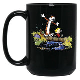 Funny Calvin and Hobbes Black Coffee Mug, Gift Coffee Mug - Black