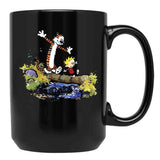 Funny Calvin and Hobbes Black Coffee Mug, Gift Coffee Mug