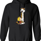 Funny Calvin and Hobbes (2) Graphic Pullover Hoodie - Black