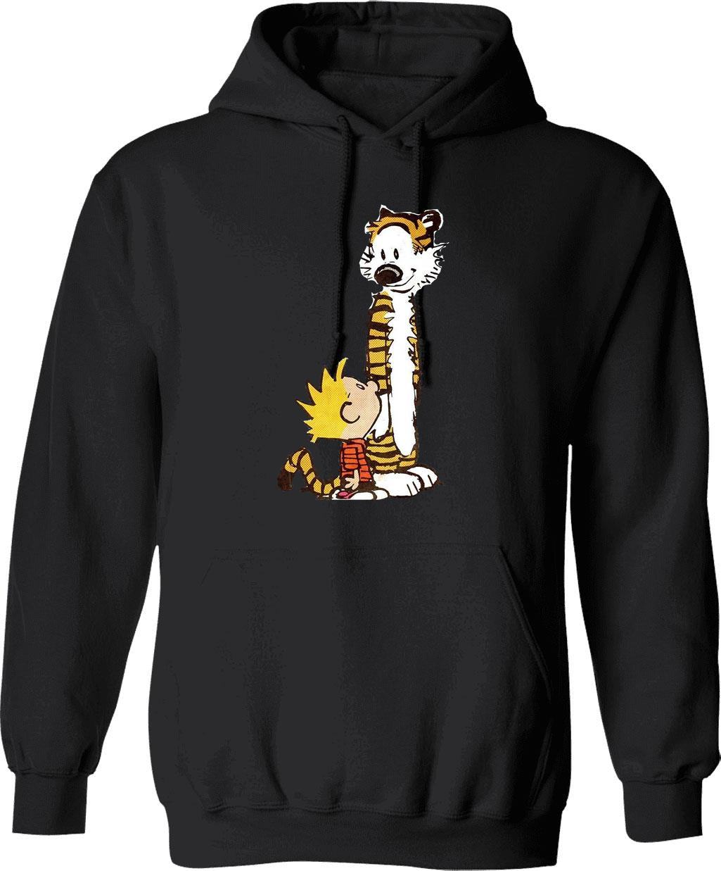 Funny Calvin and Hobbes (2) Graphic Pullover Hoodie - Black