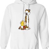 Funny Calvin and Hobbes (2) Graphic Pullover Hoodie - White