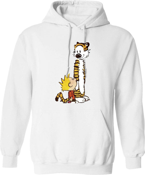 Funny Calvin and Hobbes (2) Graphic Pullover Hoodie - White