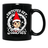 Funny Christmas Snitches Get Stitches Black Coffee Mug, Gift Coffee Mug - Black