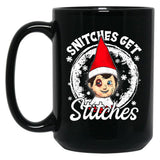 Funny Christmas Snitches Get Stitches Black Coffee Mug, Gift Coffee Mug - Black