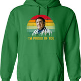 Funny Donkey Vintage Sunset Hoodie - Retro Graphic Cosy Pullover - Green