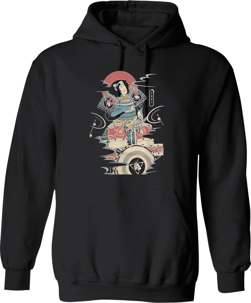 Funny Drummer Retro Vintage Sunset Drum Birthday Party Hoodie - Black