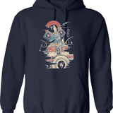 Funny Drummer Retro Vintage Sunset Drum Birthday Party Hoodie - Navy