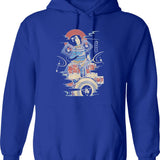 Funny Drummer Retro Vintage Sunset Drum Birthday Party Hoodie - Blue
