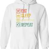 Funny Eat Sleep Escape Rooms Repeat Retro Vintage Hoodie - White