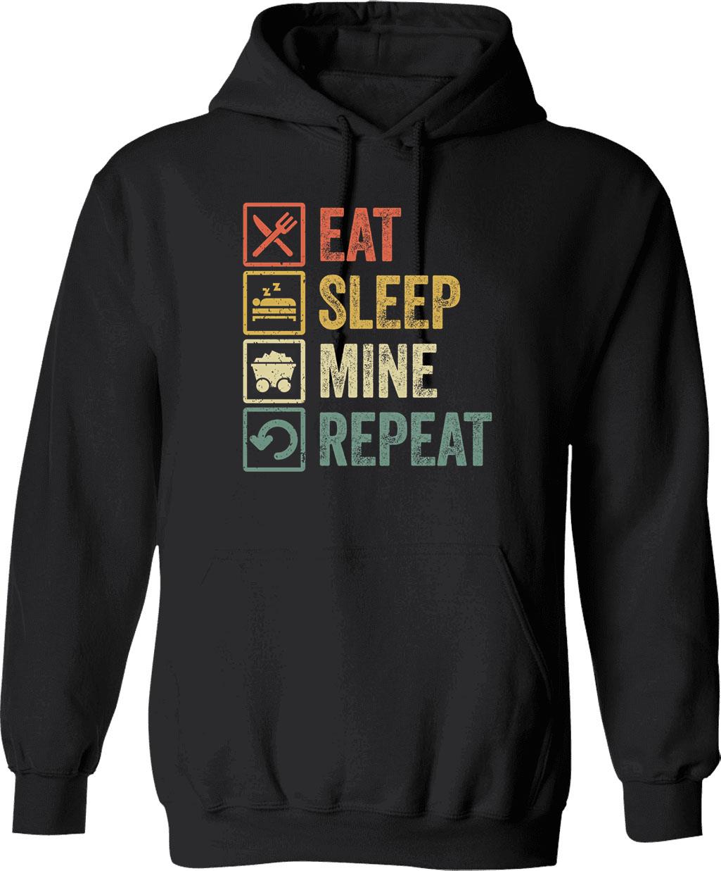 Funny Eat Sleep Kurwa Repeat Retro Vintage Gift Hoodie - Black