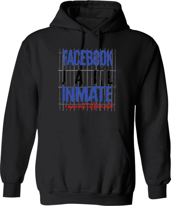 Funny Facebook Jail Inmate Repeat Offender Graphic Pullover Hoodie - Black