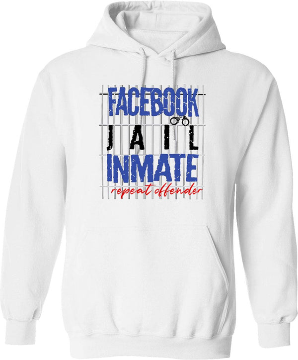 Funny Facebook Jail Inmate Repeat Offender Graphic Pullover Hoodie - White