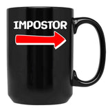 Funny Impostor Arrow -Among Us Black Coffee Mug, Gift Coffee Mug