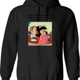 Funny Quote Steamroller Tech Drawing Hoodie - Retro Graphic Pullover Hoodie for Men & Women - Black