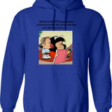 Funny Quote Steamroller Tech Drawing Hoodie - Retro Graphic Pullover Hoodie for Men & Women - Blue