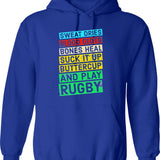 Funny Rugby Dad T Perfect Rugby Hoodie - Blue