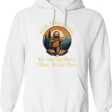Funny Sloth Hiking Team Hoodie - Sarcastic Humor Graphic Hoodie - White