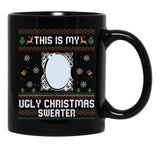 Funny Ugly Christmas Sweater with Mirror Black Coffee Mug, Gift Coffee Mug - Black