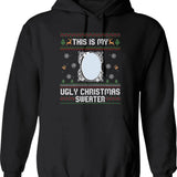 Funny Ugly Christmas Sweater with Mirror Graphic Pullover Hoodie - Black
