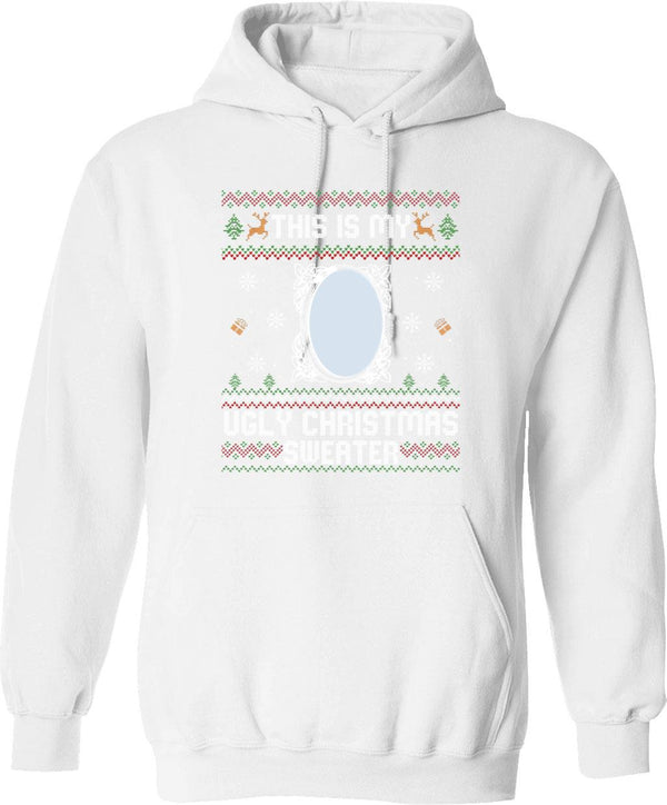 Funny Ugly Christmas Sweater with Mirror Graphic Pullover Hoodie - White