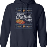 Funny Ugly Hanukkah Sweater Challah At Ya Girl Hoodie - Navy