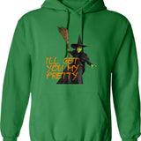 Funny Witch Don't Make Me Drop A House On You Halloween Gift Hoodie - Green