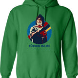 Futbol Is Life Graphic Pullover Hoodie - Green