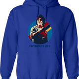 Futbol Is Life Graphic Pullover Hoodie - Blue