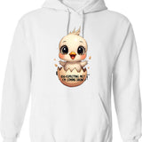 Future Folk Design Hoodie - Retro Graphic Pullover Hoodie for Men & Women - White