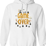Game Over Hoodie - Retro Graphic Pullover Hoodie for Men & Women - White