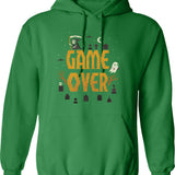 Game Over Hoodie - Retro Graphic Pullover Hoodie for Men & Women - Green