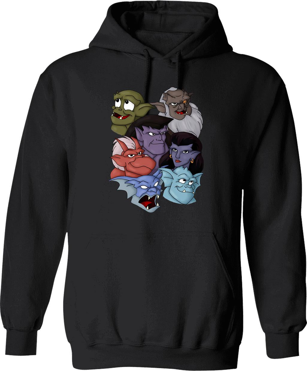 Gargoyles Movie Dragon Monsters Falling-Wing Demon Cartoon Halloween Graphic Pullover Hoodie - Black
