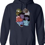 Gargoyles Movie Dragon Monsters Falling-Wing Demon Cartoon Halloween Graphic Pullover Hoodie - Navy