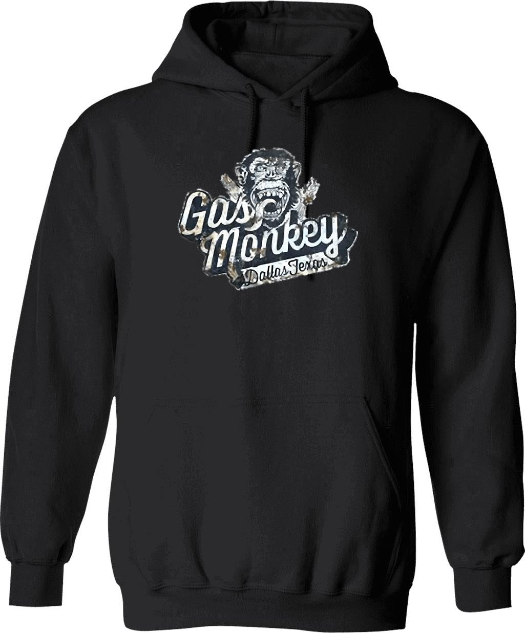 Gas Monkey Hoodie - Retro Graphic Pullover Hoodie for Men & Women - Black