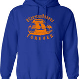 Gasoline Forever .. Hoodie - Retro Graphic Pullover Hoodie for Men & Women - Blue