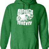 Gasoline Forever Distressed Hoodie - Retro Graphic Pullover Hoodie for Men & Women - Green