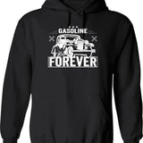 Gasoline Forever Hoodie - Retro Graphic Pullover Hoodie for Men & Women - Black
