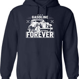 Gasoline Forever Hoodie - Retro Graphic Pullover Hoodie for Men & Women - Navy