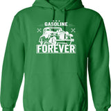 Gasoline Forever Hoodie - Retro Graphic Pullover Hoodie for Men & Women - Green
