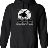 Get To Da Choppa Hoodie - Retro Graphic Pullover Hoodie for Men & Women - Black